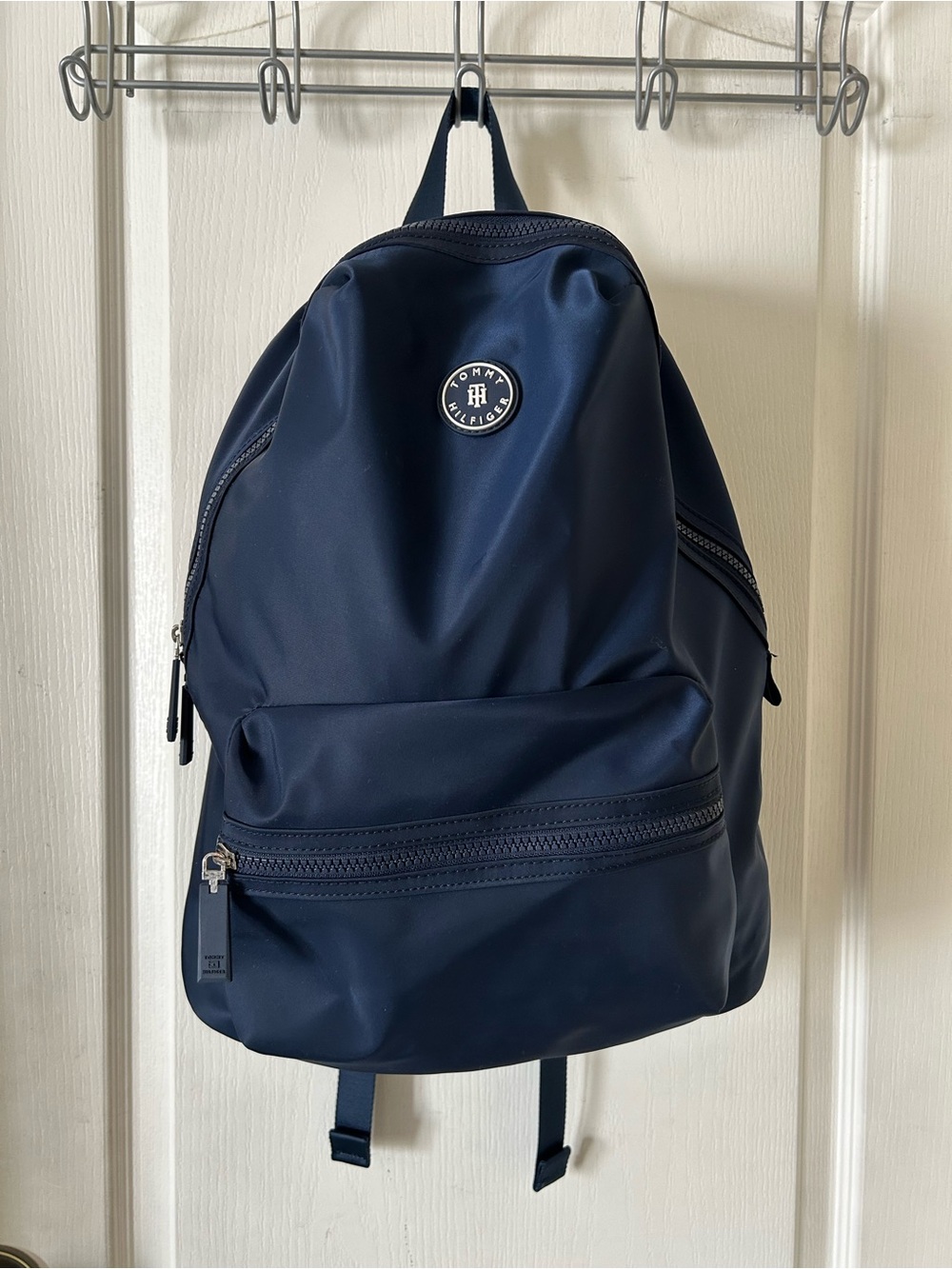 Tommy Hilfiger Poppy Nylon Navy Blue Zip Backpack Lined w/ Inner Pockets